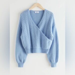 Alpaca Blend Bubble Sleeve Wrap Sweater